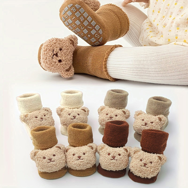 Unisex Baby Socks Non Slip - Chaussettes en coton épais pour bébé,