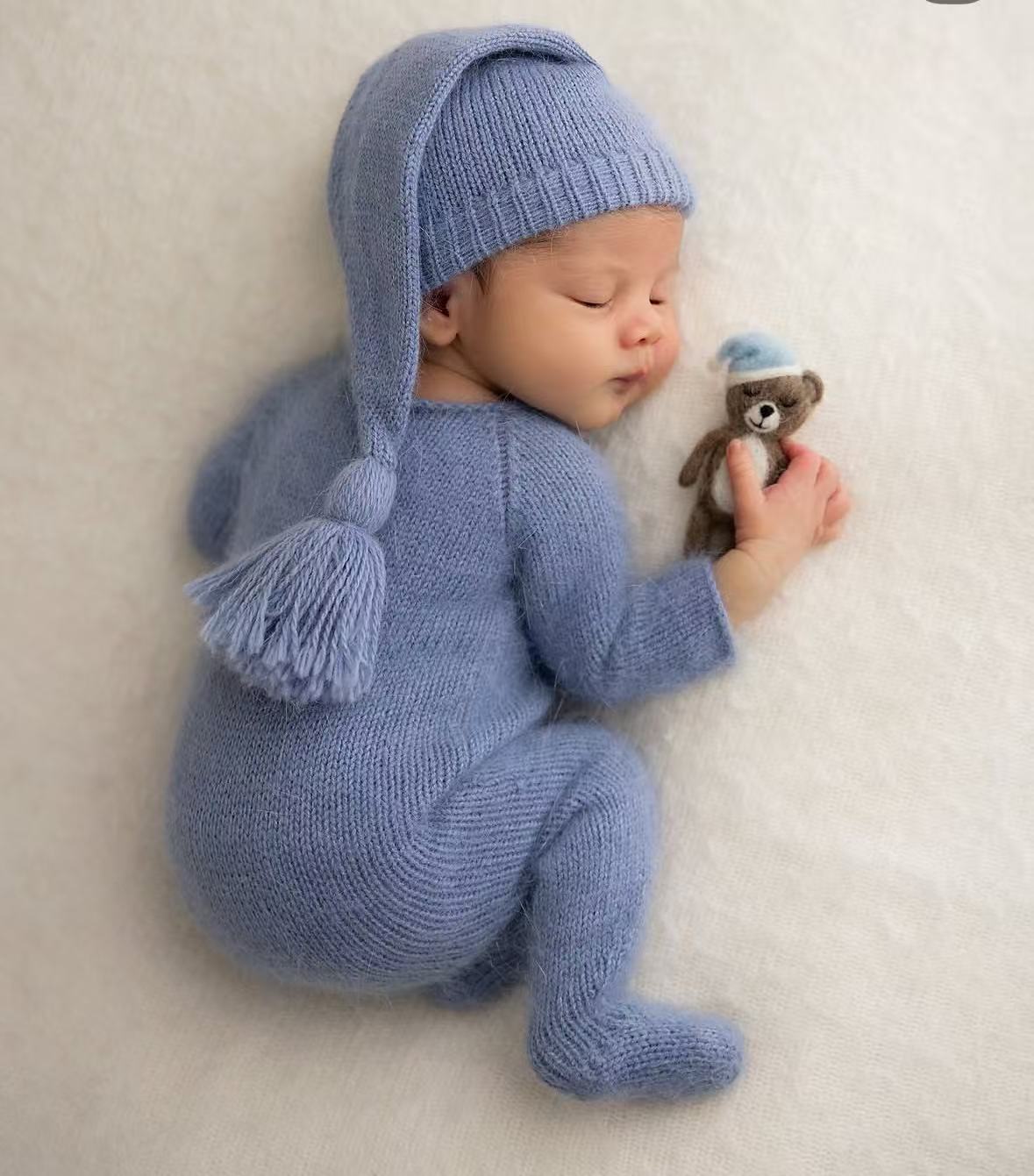 Infant Photography Props Outfit - Ensemble de combinaison et de bonnet